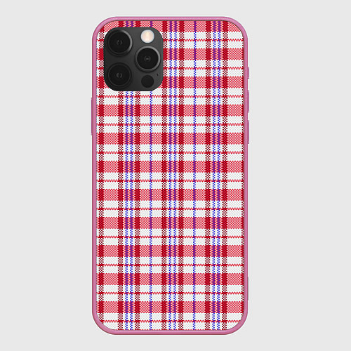 Чехол iPhone 12 Pro Max Клетчатая сумка челночника паттерн Дань 90-ым / 3D-Малиновый – фото 1