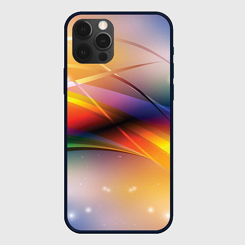 Чехол iPhone 12 Pro Max Абстрактные линии разных цветов / 3D-Черный – фото 1