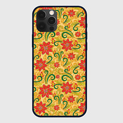 Чехол для iPhone 12 Pro Max Оранжевая хохлома, цвет: 3D-черный