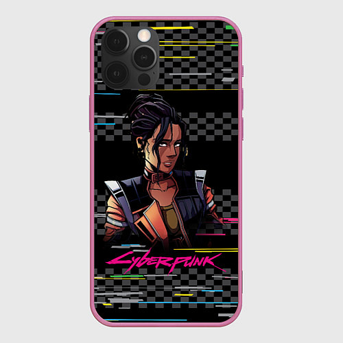 Чехол iPhone 12 Pro Max Панам Cyberpunk 2077 / 3D-Малиновый – фото 1