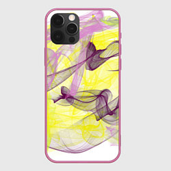 Чехол для iPhone 12 Pro Max Абстракция Желтый и розовый Дополнение Коллекция G, цвет: 3D-малиновый