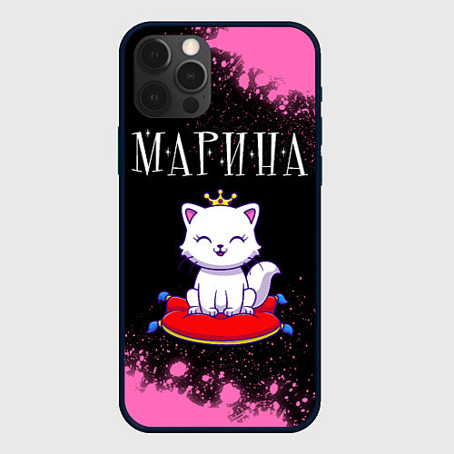 Чехол iPhone 12 Pro Max Марина - КОШКА - Брызги / 3D-Черный – фото 1