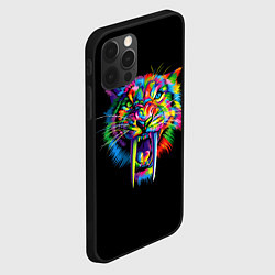 Чехол для iPhone 12 Pro Max ЦВЕТНОЙ ТИГР THE COLORED TIGER, цвет: 3D-черный — фото 2