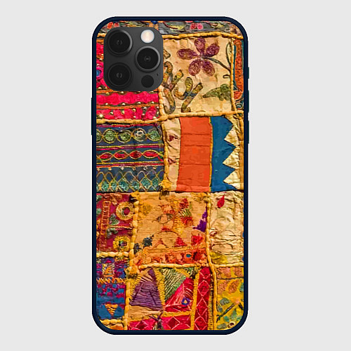 Чехол iPhone 12 Pro Max Пэчворк Лоскутное одеяло Patchwork Quilt / 3D-Черный – фото 1