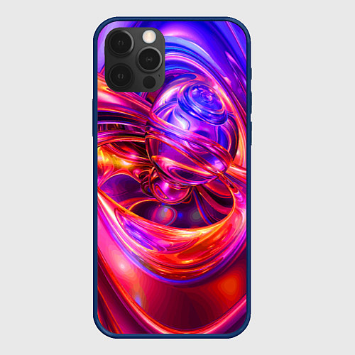 Чехол iPhone 12 Pro Max Abstract color neon composition Абстрактная неонов / 3D-Тёмно-синий – фото 1
