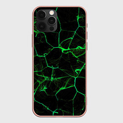 Чехол iPhone 12 Pro Max Абстракция - Черно-зеленый фон - дым