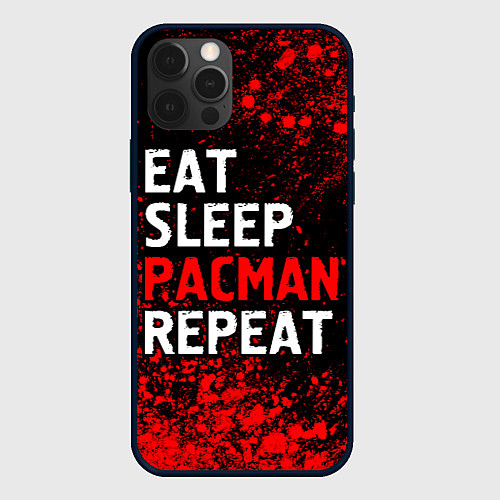 Чехол iPhone 12 Pro Max Eat Sleep Pacman Repeat Арт / 3D-Черный – фото 1