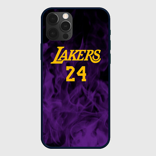 Чехол iPhone 12 Pro Max Lakers 24 фиолетовое пламя / 3D-Черный – фото 1