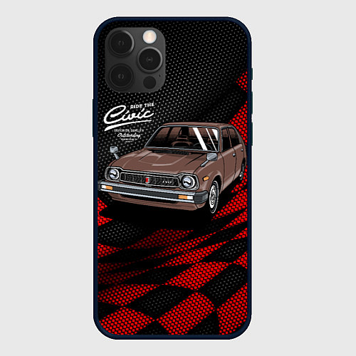 Чехол iPhone 12 Pro Max Ретро - автомобиль Классика / 3D-Черный – фото 1