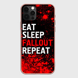 Чехол для iPhone 12 Pro Max Eat Sleep Fallout Repeat Краска, цвет: 3D-светло-розовый