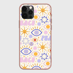 Чехол для iPhone 12 Pro Max ХИППИ ПАТТЕРН В СТИЛЕ 70х, цвет: 3D-светло-розовый