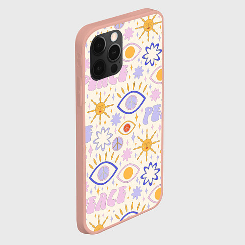 Чехол iPhone 12 Pro Max ХИППИ ПАТТЕРН В СТИЛЕ 70х / 3D-Светло-розовый – фото 2