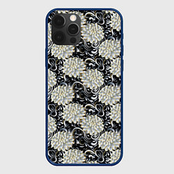 Чехол для iPhone 12 Pro Max Белые бутоны цветов, цвет: 3D-тёмно-синий