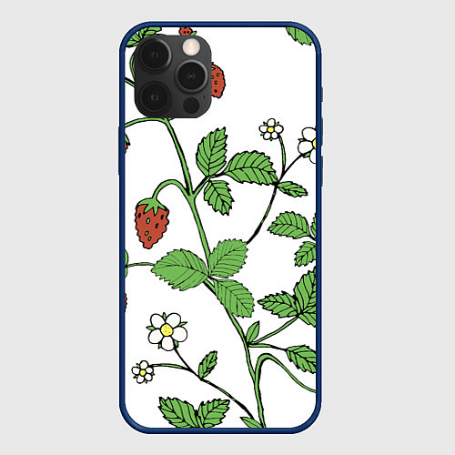 Чехол iPhone 12 Pro Max Цветы Земляники Лесной / 3D-Тёмно-синий – фото 1
