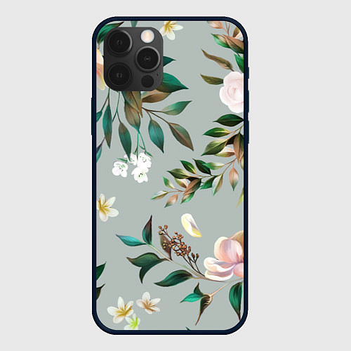 Чехол iPhone 12 Pro Max Цветы Цветочный Букет / 3D-Черный – фото 1