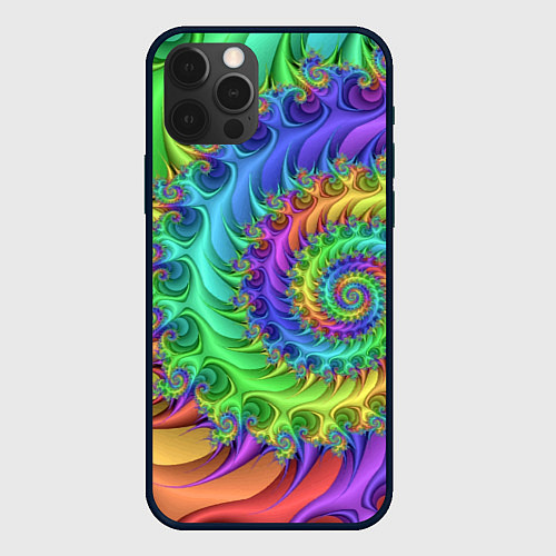 Чехол iPhone 12 Pro Max Красочная фрактальная спираль Узор Colorful fracta / 3D-Черный – фото 1