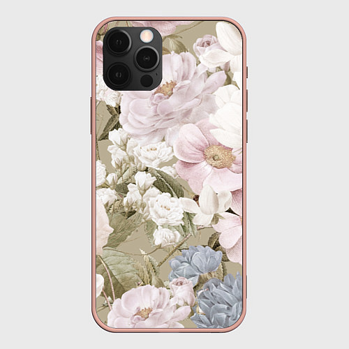 Чехол iPhone 12 Pro Max Цветы Английский Садовый Узор / 3D-Светло-розовый – фото 1