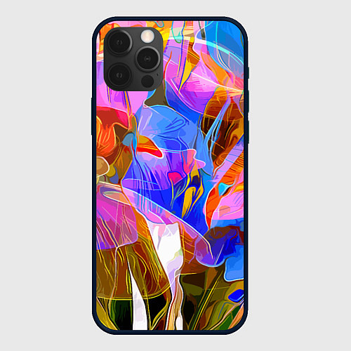 Чехол iPhone 12 Pro Max Красочный цветочный паттерн Лето Colorful floral p / 3D-Черный – фото 1