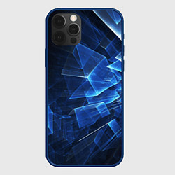 Чехол для iPhone 12 Pro Max Abstract geometric Прозрачные синие голографически, цвет: 3D-тёмно-синий