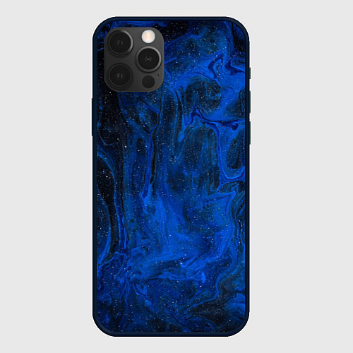 Чехол iPhone 12 Pro Max Синий абстрактный дым / 3D-Черный – фото 1