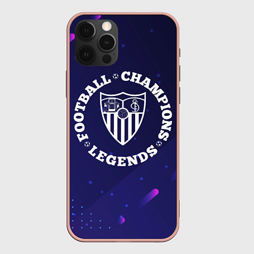 Чехол iPhone 12 Pro Max Символ Sevilla и круглая надпись Football Legends / 3D-Светло-розовый – фото 1