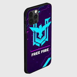Чехол для iPhone 12 Pro Max Символ Free Fire в неоновых цветах на темном фоне, цвет: 3D-черный — фото 2