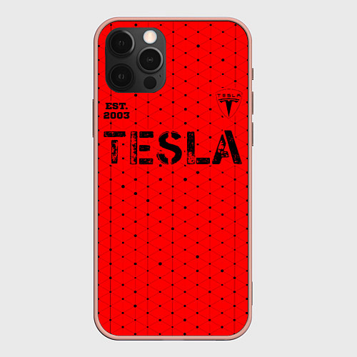 Чехол iPhone 12 Pro Max ТЕСЛА Tesla Est 2003 Абстракция / 3D-Светло-розовый – фото 1