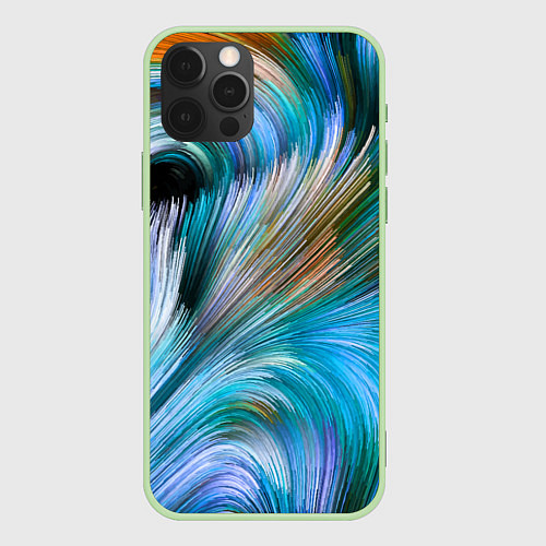 Чехол iPhone 12 Pro Max Абстрактная красочная композиция Полосы Abstract c / 3D-Салатовый – фото 1