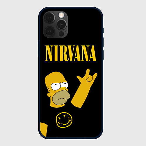 Чехол iPhone 12 Pro Max NIRVANA ГОМЕР СИМПСОН, SIMPSONS / 3D-Черный – фото 1