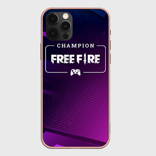 Чехол iPhone 12 Pro Max Free Fire Gaming Champion: рамка с лого и джойстик / 3D-Светло-розовый – фото 1