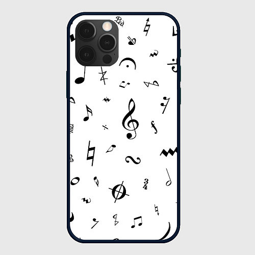 Чехол iPhone 12 Pro Max Нотные Знаки Черные на Белом / 3D-Черный – фото 1