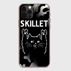 Чехол для iPhone 12 Pro Max Группа Skillet и Рок Кот, цвет: 3D-светло-розовый