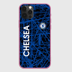 Чехол для iPhone 12 Pro Max CHELSEA F C, цвет: 3D-малиновый