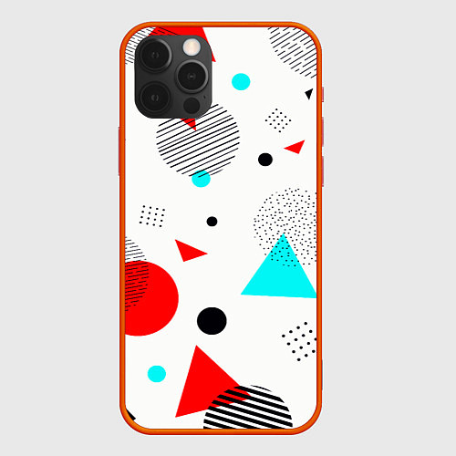 Чехол iPhone 12 Pro Max GEOMETRIC FIGURED INTERLACING / 3D-Красный – фото 1