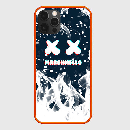 Чехол iPhone 12 Pro Max Marshmello белый огонь / 3D-Красный – фото 1