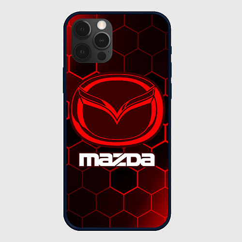 Чехол iPhone 12 Pro Max MAZDA Соты / 3D-Черный – фото 1