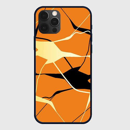 Чехол iPhone 12 Pro Max Абстрактные полосы на оранжевом фоне / 3D-Черный – фото 1