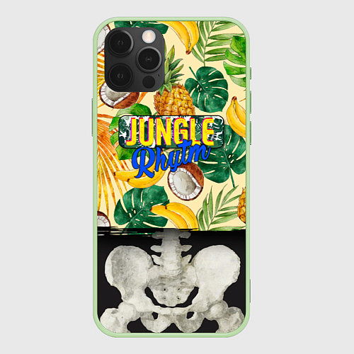 Чехол iPhone 12 Pro Max Тропики Ритм Джунглей Ананасы Кокосы Бананы / 3D-Салатовый – фото 1