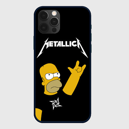 Чехол iPhone 12 Pro Max Metallica Гомер Симпсон рокер / 3D-Черный – фото 1