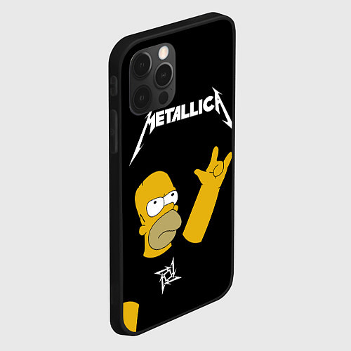 Чехол iPhone 12 Pro Max Metallica Гомер Симпсон рокер / 3D-Черный – фото 2