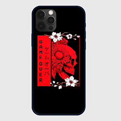 Чехол для iPhone 12 Pro Max Игра Окончена Красный Череп, цвет: 3D-черный