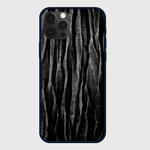 Чехол iPhone 12 Pro Max Полосы чорные серые роизвольные random black strip / 3D-Черный – фото 1