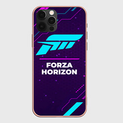 Чехол для iPhone 12 Pro Max Символ Forza Horizon в неоновых цветах на темном ф, цвет: 3D-светло-розовый