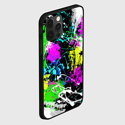 Чехол для iPhone 12 Pro Max Разноцветные пятна краски на черном фоне, цвет: 3D-черный — фото 2