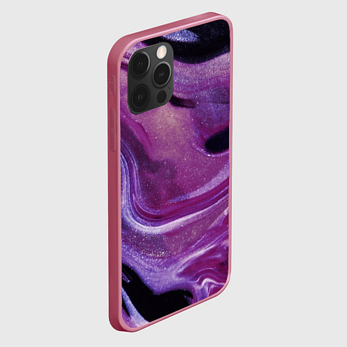 Чехол iPhone 12 Pro Max Фиолетовая текстура / 3D-Малиновый – фото 2