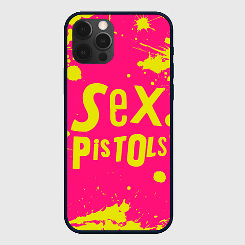 Чехол iPhone 12 Pro Max Sex Pistols Yellow Logo / 3D-Черный – фото 1