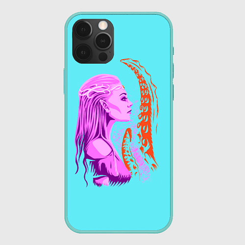 Чехол iPhone 12 Pro Max GIRL AND OCTOPUS TENTACLES / 3D-Мятный – фото 1