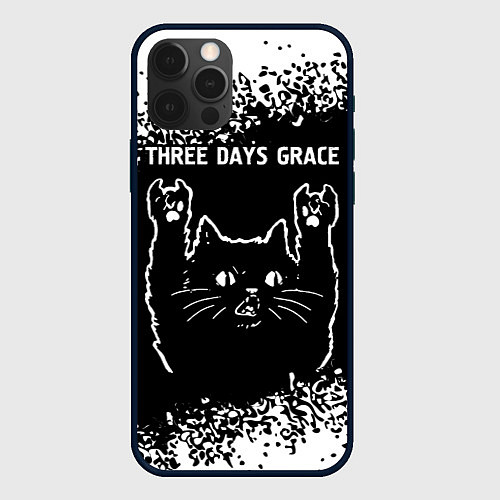 Чехол iPhone 12 Pro Max Группа Three Days Grace и Рок Кот / 3D-Черный – фото 1