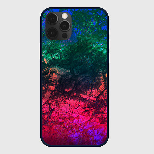 Чехол iPhone 12 Pro Max Извержение вулкана Текстура камня / 3D-Черный – фото 1