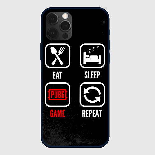 Чехол iPhone 12 Pro Max Eat, Sleep, PUBG, Repeat / 3D-Черный – фото 1